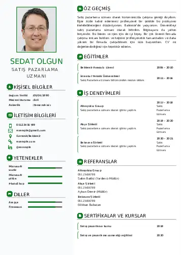Satış Pazarlama CV Örnekleri cv indir